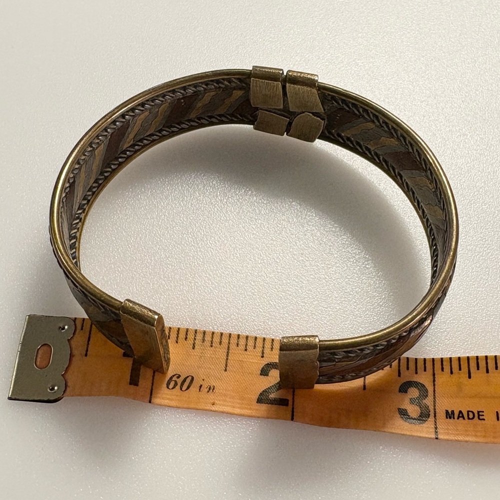 Vintage Mixed Metal Bohemian Copper Brass Silver Tone Cuff Bracelet Bangle - Picture 15 of 16